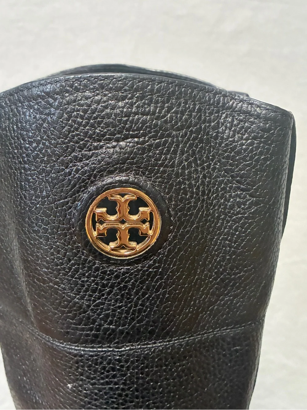 Tory Burch Junction Riding Boots Black Pebbled Leather Womens Knee High Sz 6M